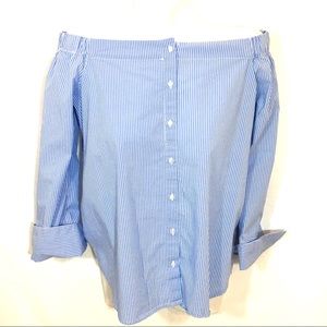 Pimkie Off-shoulder Pin-Stripe Cotton Blend Small